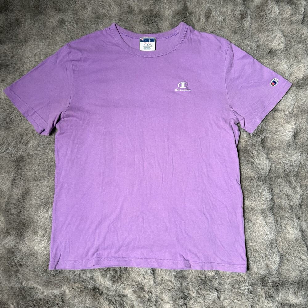 Champion Short Sleeve T-shirt Purple Embroidered Logo Size Medium
